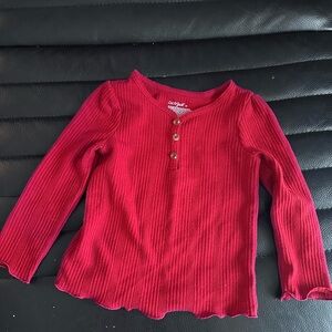Cat & Jack Girls' Ribbed Red Long Sleeve Tee
